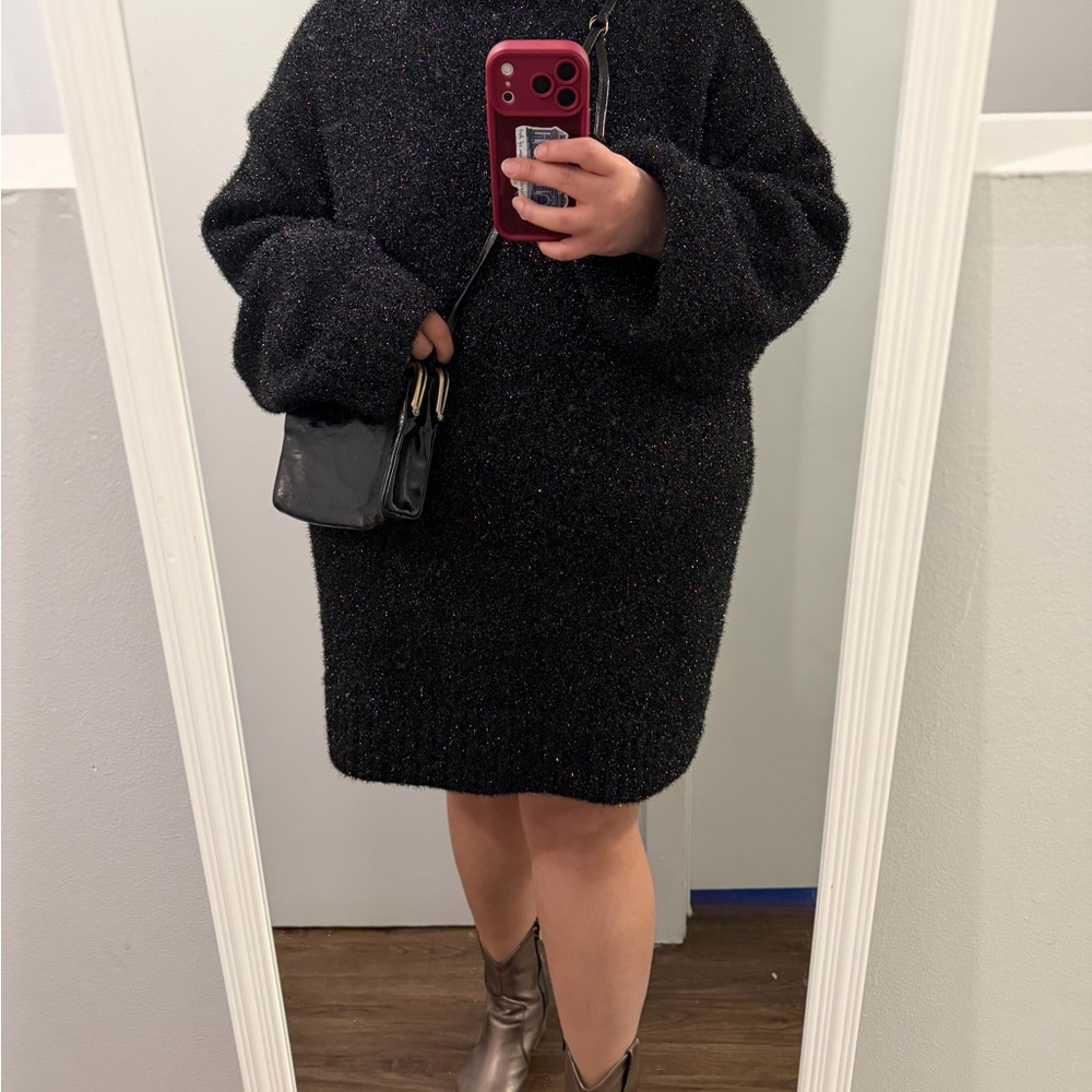 H&M Black Sparkle Knit Mini Dress